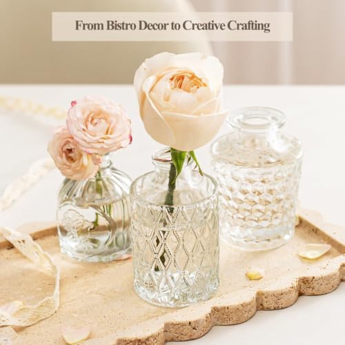 Clear Glass Bud Vase Set of 24 Pcs,Small Bud Vases in Bulk,Glass Crystal Flower Vases Table Centerpieces for Party Event Wedding Decor Baby Shower Decorations (Clear, 24 Pcs)