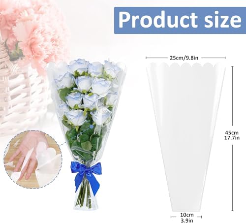 JOYIT Flower Bags for Bouquets, 100PCS Flower Wrapping Papers, 9.8" x 18"