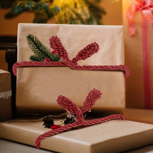 Zhengmy 8 Pcs 20 Inches Christmas Garland Ties Christmas Decorative Twist Ties for Banister Reusable and Flexible Twist for Xmas Home Decorations Holiday Craft Wrapping (Burgundy)