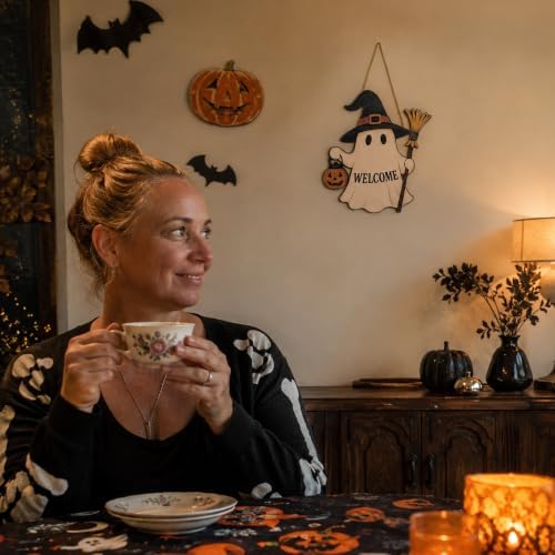 Halloween Decorations - Halloween Wooden Ghost Welcome Sign for Front Door