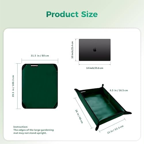 39.5"x31.5" Plant Transplanting Mat - Thickened Waterproof Potting Mat, Succulent Gardening Mat, Portable Repotting Mat for Mess Control (PVC-Green)