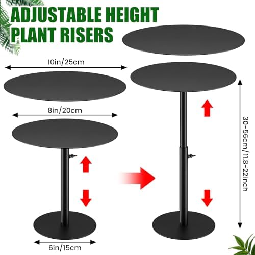 Novabright 3 Pack Adjustable Plant Riser for Inside Pot 12-22" Planter Inserts for Large Pots Metal Pot Fillers for Tall Square Round Taper Planters Container Indoor Outdoor (6'' 8" 10" Base or Top)