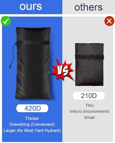 Extended Outdoor Faucet Cover for Winter Freeze Protection, POROLIR Large 25" H x 13" W Thicker Insulation Long Winter Sock for Outdoor Sprinkler Yard Hydrant Hose Bib Insulated Spigot Black