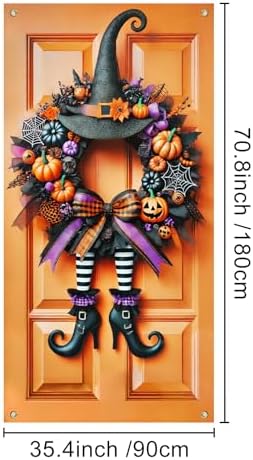IVN Halloween Witch Legs Wreath Door Cover Decorations 35x71 Inch