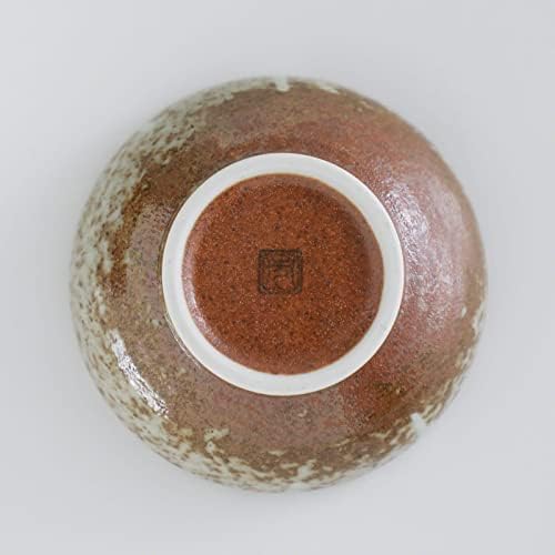 Wazakura Minoyaki Series Japanese Ikebana Essential Tool Kit - Small Round Ceramic Flower Vase and Kenzan Pin Frog for Floral Arranging (White Stripe and Terracotta Vase + 2in (61mm) Brass Kenzan)