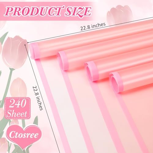 Ctosree 240Sheets Flower Wrapping Paper,Waterproof Korean Bouquet Wrap 23in