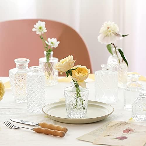 CUCUMI 12pcs Bud Vases for Centerpieces, Clear Glass Vase Decorations