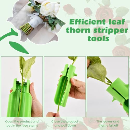 3 Pcs Rose Thorn Stripper Tool, Professional Thorn & Leaf Remover, Florist-Grade Thorns Remover for Roses with Safety Guard for Bouquets and Pruning, New Upgraded Design for Home and Florist Use