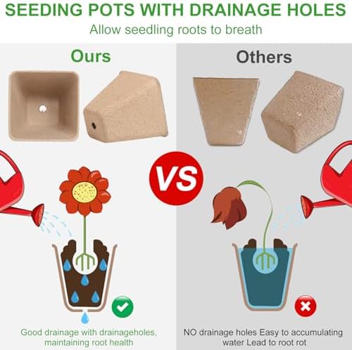 Baxrou 120 Pack 3.15 Inch Square Peat Pots for Seedlings