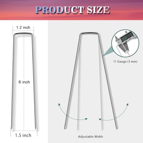 Gtongoko 120 Pack Landscape Staples 6 Inch, Galvanized Garden Stakes