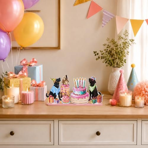 Smile Birthday Wooden Standing Decor Dog Party Cake Tiered Tray