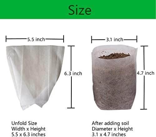 gardtree 1/8 Gallon 400PCS 5.5×6.3 Inch Breathable Plant Grow Bags - Non-Woven Plant Nursery Bags for Seed Starting, Indoor/Outdoor Vegetables, Herbs & Flowers | Easy Transplant, Space Saving