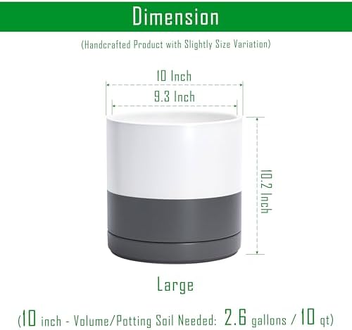 D'vine Dev 10 Inch Ceramic Planter Pot, White/Grey, 94-O-E-6