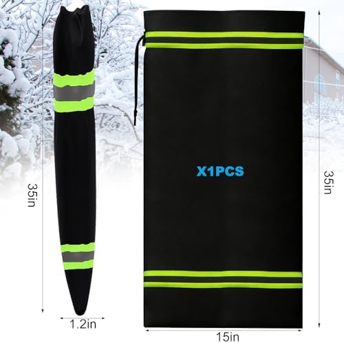 Outdoor Faucet Covers for Winter Freeze Protection, 35" x 15" Outside Spigot Cover, Reusable Waterproof Hose Bib Covers, Reflective Pipe Insulation Wrap with Thicker 420D Oxford Fabric
