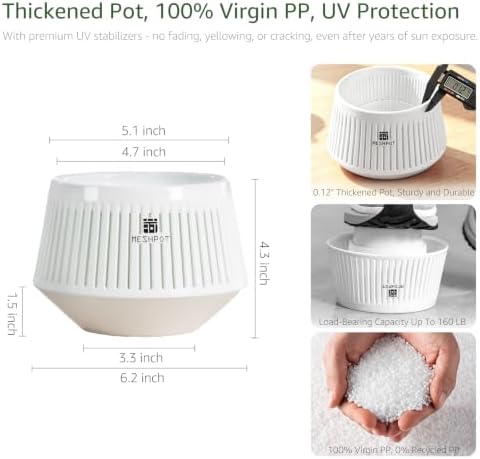 Orchid Pots with Holes for Repotting, Decorative African Violet Pots with Air-Pruning and Good Air Circulation, Plastic White Orchid Planter with Saucers, 5 Inch, Set of 1