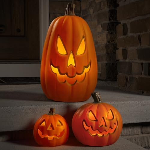 Xodus Battery Operated LED Light Up Pumpkin, Jack-O-Lantern, 6-inch, 2 Pack