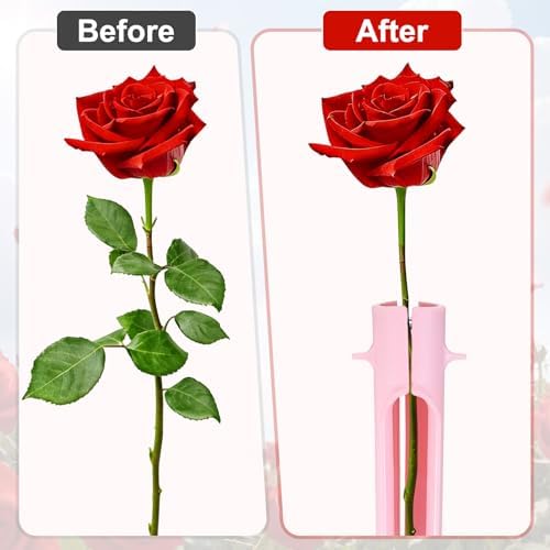 M METERXITY 4-Pack Rose Thorn Stripper Tool, Plastic Metal Rose Stem Leaf Thorn Stripper for Bouquets Pruning Branches/Floral Arrangement, Flower Stripping Tool Remove [Green, Pink]