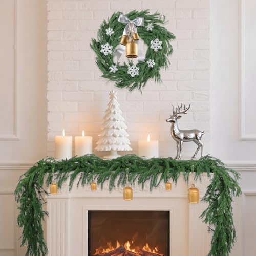 Rowfad 9Ft Norfolk Pine Garland for Mantle Christmas Decorations, 2 Set