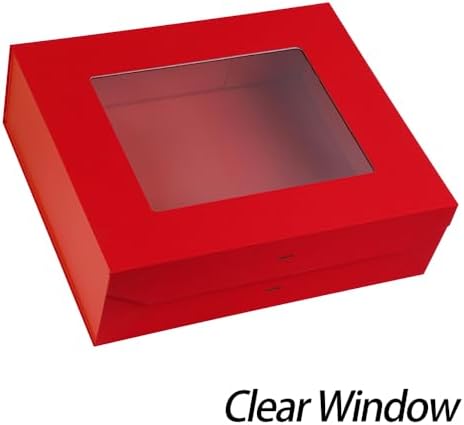 Extra Large Red Gift Box for Presents with Ribbon 19x16x6 Inches Clear Gift Box with Window Magnetic Closure Gift Boxes with Lids