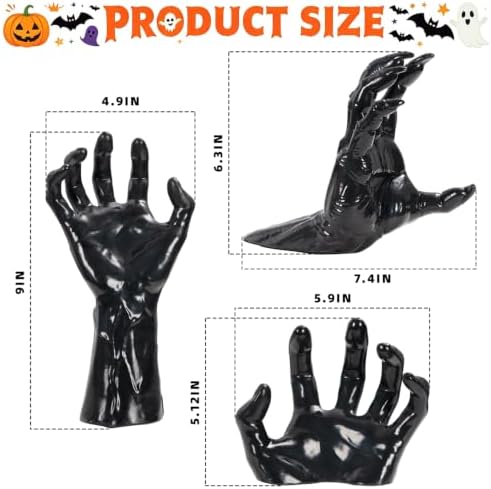 Halloween Wall Decor, 3 PCS Gothic Hands with LED Candles, Scary Decoration