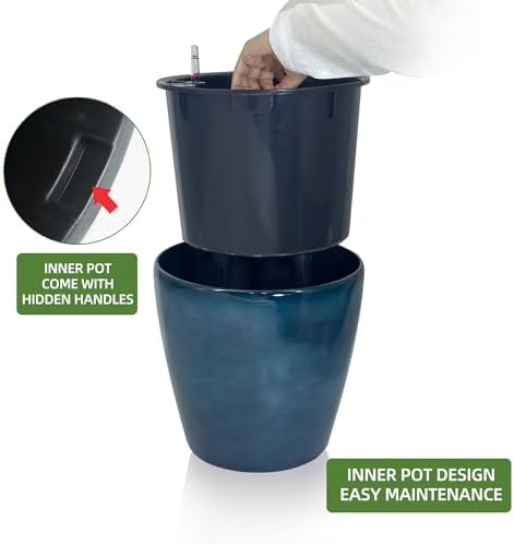 Dexceder 13x12 Self Watering Planter with Wheels (Grayish Green Gradient)