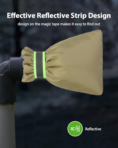 Outdoor Faucet Covers for Winter Freeze Protection, Kanosan 8.3"H X 6.7"W Thickened Reflective Outside Spigots Covers Hose Bib Insulated Sock for Winter Cold Weather, 4 Pack Kahaki
