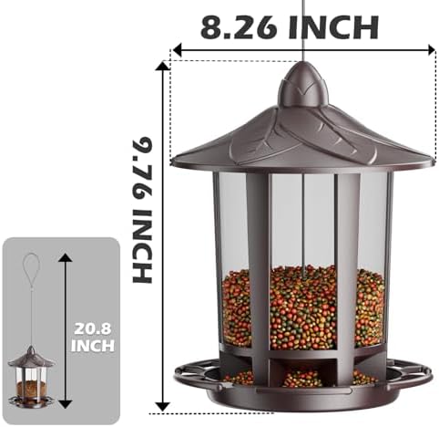 Birdream 2 Pack Bird Feeders for Outdoor Hanging, Assembly Required, 1-Min Easy Setup, Charming Castle Design, Attracting Cardinals Chickadees Goldfinches & Sparrows - Brown