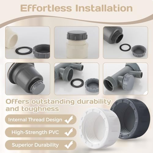 1/2" PVC Sprinkler Cap 12PCS End Female Thread Pipe Plug Adapter for Irrigation,DIY Projects,Sprinkler Head Cap,Plumbing Repair,Sturdy Construction With Easy Installation (1/2in White)