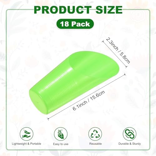 M METERXITY 18-Pack Bonsai Soil Scoops, Plastic Garden Soil Scoops Bucket Shovel Potting Scoopers for Transplanting/Flower Planting/Plant Succulent, Colorful Small Gardening Tools [Green]