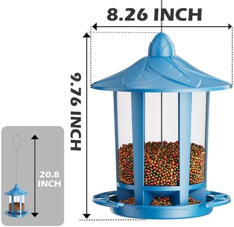 Birdream Bird Feeders for Outdoor Hanging, Assembly Required, 1-Min Easy Setup, Charming Castle Design, Attracting Cardinals Chickadees Goldfinches & Sparrows - Blue