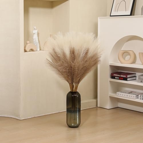 Wertuirk 9 Stems Faux Pampas Grass, 38 Inch Long Fluffy Pompous Grass Bulk