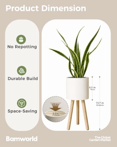 Bamworld Single Plant Holder for Indoor Plants Metal Planter Stand 6.9in