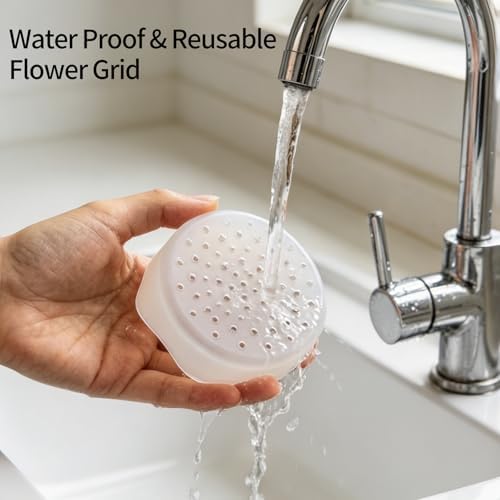 Clear Silicone Flower Stem Holder for Vases, Spiral Floral Arranger Grid, Flexible & Reusable Ikebana Tool, Waterproof DIY Flower Organizer for Home Decor, Easy to Use (White-2pcs)