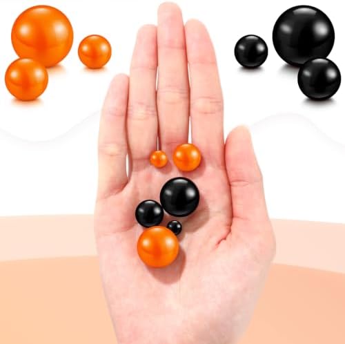 Junkin 300 Pcs Faux Pearl Vase Filler No Hole Gloss Beads,Black and Orange