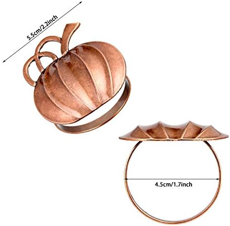 Patelai 12 Pieces Fall Pumpkin Napkin Rings Thanksgiving,Bronze