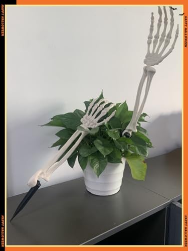 Aweilan 10pcs Realistic Looking Skeleton Stakes Severed Plastic Skeleton Hands Yard Signs for Halloween Props Decorations