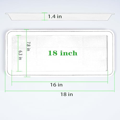 VUWEZ 2 Pack of Plastic Plant Tray Saucer Rectangular 17 18 inch, Plant Trays Saucers for Indoors Outdoor, Plant Water Drip Tray for Flower Pot Planter, Windowsill Plant Tray (7.8 X 17.5'', Black)