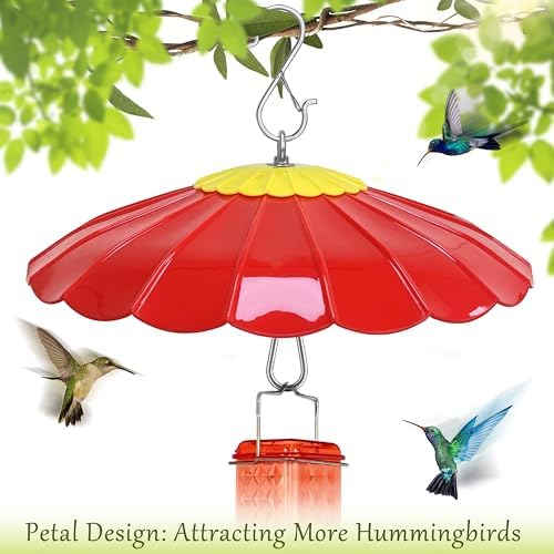 13.5-Inch Hummingbird Feeder Shade Dome Cover,Bird Feeder Rain Cover & Squirrel Shield, Weather Guard with Hanging Bird Feeders,Squirrel Proof for Shepherd's Hook Outdoors(Red) 4 Pack