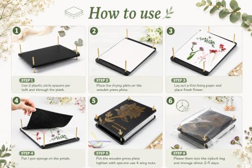 Suziko Large Flower Press Kit 11.8 x 8.7 inch 6 Layers with Photo Frame and Book Marks,Plant Pressing Kit for Adults Measures, Fast Making Pressed Plant, Great Gift for Your Lover