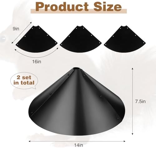 Tanlade 2 Pack Squirrel Baffle Guard Black Plastic Wide Wrap Around Guard Stopper Keep Squirrels Off Bird Feeder Baffle for Bird Feeder Pole Outside Shepherd Hooks(14 Inch)
