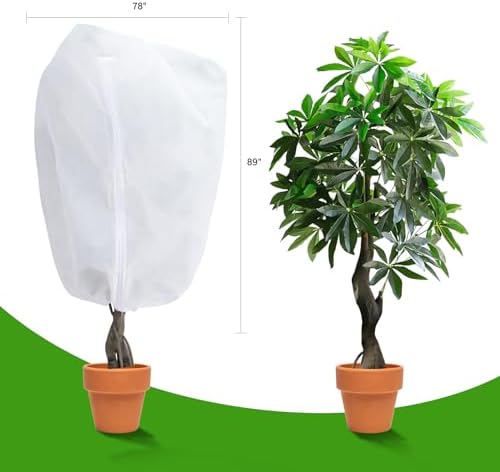 Garutom 2-Pack Plant Covers Freeze Protection 78" x 89" 2.2 oz, Frost Cloth Plants Jacket Drawstring Tree Cover for Outdoor Plants, Shrub Potted Plants Winter