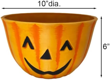 Urban Gardener Jack-O-Lantern Fiber Clay Pots, 10" Dia. Each, Pack of 2