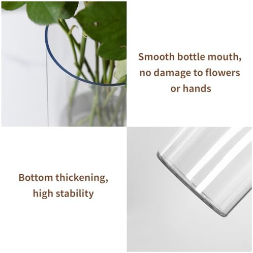 Clear Flower Vase, Non-breakable Vases, 5" W x 5" H, Acrylic Vase, Aesthetic Room Decor Cylindrical Modern Flower Vases for Table Centerpiece, Home Decor, Women Floral Arrangement Gift