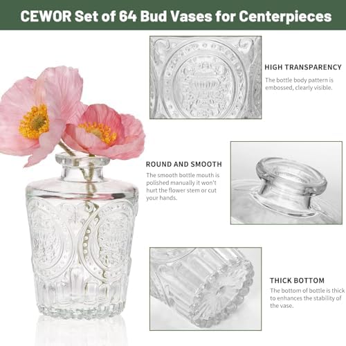 Fixwal 18 Pack Small Bud Vases for Centerpieces, Clear Vases for Flowers