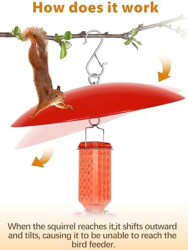 12" Bird Feeder Rain Guard, Hummingbird Feeder Shade Dome Cover, Hanging Squirrel Baffle for Bird Feeder Pole (Red), 4 Pack