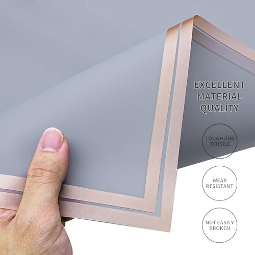 30 Sheets Silver Gold Edge Flower Bouquet Wrapping Paper，Florist Supplies Fully Water-Resistant Floral Bouquet Wrapping Paper Bouquet Accessorie，Flower Shop Packaging Pape for DIY Gift Wedding Birthday
