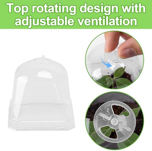 EBaokuup 10 Pack 3 Inch Clear Plant Nursery Pots with Humidity Domes