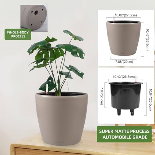 Dexceder 11x10 Self Watering Planter (Taupe Matte)