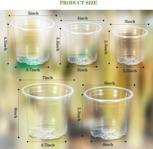 45 Pack Clear Nursery Pots for Plants, 7/6/5/4/3 Inch Clear Plant Pots with Drainage Holes, Plastic Nursery Pots for Beautiful Succulents, Landscape Plants, Lilies, Mint