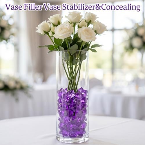 160 Pieces Purple Acrylic Fake Ice Rocks, Vase Filler for Table Centerpiece